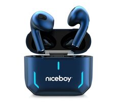 Niceboy HIVE SpacePods modrá / Bezdrátová sluchátka / BT 5.1 / IPX5 / 20-20000 kHz / 104 db / Dotykové tlačítko / USB-C 