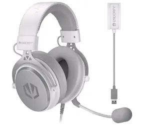 Endorfy VIRO Plus USB Onyx White / herní sluchátka s mikrofonem / 7.1 zvuková karta / 3.5mm Jack / 53mm měniče / 1.2m