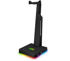 CONNECT IT NEO Stand-It RGB stojánek na sluchátka černá  / 2x USB-A / RGB LED podsvícení 