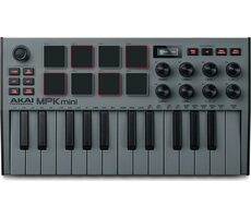 AKAI MPK Mini MK3 Ovládací klávesnice Pad kontrolér MIDI USB černo-šedá