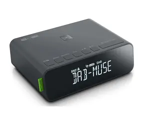 Muse M-175 DBI černá / Budík s rádiem / FM / DAB+ / bezdrátové nabíjení / 3.5mm / USB