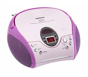 Lenco SCD-24 růžová / Rádio / FM / CD / 4W / 3.5mm 