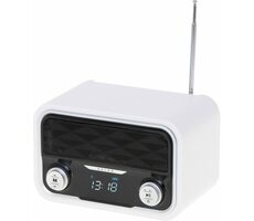 Adler AD 1185 černo bílá / Retro rádio / FM / 1 800 mAh baterie / Bluetooth 4.0 / 50 stanic / přehrávaní z USB SD / LCD 