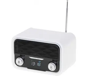 Adler AD 1185 černo bílá / Retro rádio / FM / 1 800 mAh baterie / Bluetooth 4.0 / 50 stanic / přehrávaní z USB SD / LCD 