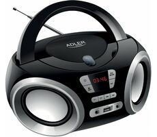 Adler AD 1181 stříbrno černá / Přenosné rádio / FM / AUX / 3W / 2 reproduktory