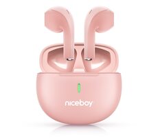 Niceboy Hive Beans POP růžová / Bezdrátová sluchátka / mikrofon / Bluetooth 5.3 / IPX4