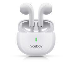 Niceboy Hive Beans POP bílá / Bezdrátová sluchátka / mikrofon / Bluetooth 5.3 / IPX4