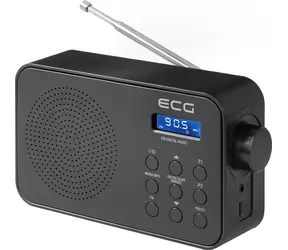ECG R 105 černá / Přenosné rádio / FM / USB-C kabel / 4x AA baterie / teleskopická anténa / AUX 
