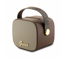 GUESS Mini Bluetooth Speaker PU 4G Strap hnědá / 5W / Bluetooth 5.3 / 1200 mAh 