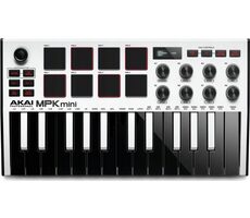 AKAI MPK Mini MK3 Ovládací klávesnice Pad kontrolér MIDI USB černo-bílá