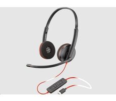 Poly Blackwire 3220 (Bulk) černá / Náhlavní souprava / mikrofon / dvě sluchátka / USB-C/A