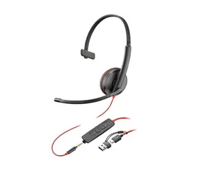 Poly Blackwire 3215 černá / Náhlavní souprava / mikrofon / jedno sluchátko / 3.5mm jack / USB-C/A