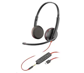 Poly Blackwire C3225 černá / Náhlavní souprava / mikrofon / dvě sluchátka / 3.5mm jack / USB-C