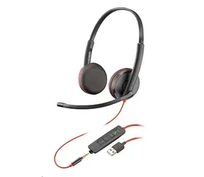 Poly Blackwire 3225 (Bulk) černá / Náhlavní souprava / mikrofon / dvě sluchátka / 3.5mm jack / USB-A