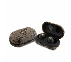 Guess True Wireless 4G PU Metal Logo hnědá / Bezdrátová sluchtáka / Bluetooth 5.3 / IPX5 / USB-C