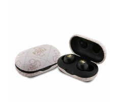 Guess True Wireless 4G PU Metal Logo růžová / Bezdrátová sluchtáka / Bluetooth 5.3 / IPX5 / USB-C