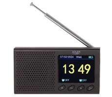 Adler AD 1198 černá / Cestovní aku rádio / FM / LCD / Bluetooth / 3W