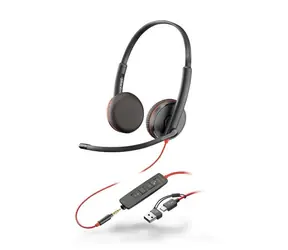 Poly Blackwire 3225 černá / Náhlavní souprava / mikrofon / dvě sluchátka / USB-C/A / 3.5mm jack