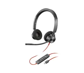 Poly Blackwire 3320 černá / Náhlavní souprava / mikrofon / dvě sluchátka / USB-C/A