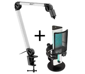 Endgame Gear MICARM rameno + XSTRM USB mikrofon bílá / USB kondenzátorový mikrofon / RGB / USB-C / rameno + pop filtr