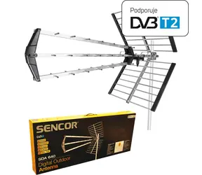 SENCOR SDA-640 / pasivní venkovní anténa / DVB-T&T2 / 10dB / LTE filtr