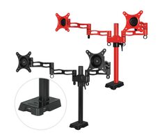 ARCTIC Z2 červená / rameno pro dva monitory /  13-27" / VESA 75 + 100 / výška 113 - 413mm / USB Hub