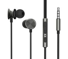 Joyroom JR-EW03 tmavě šedá / Sluchátka do uší / mikrofon / 1.2m / 3.5mm jack 
