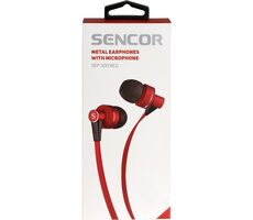 SENCOR SEP 300 MIC červená / Sluchátka do uší / mikrofon / 3.5mm jack / 1.2m 