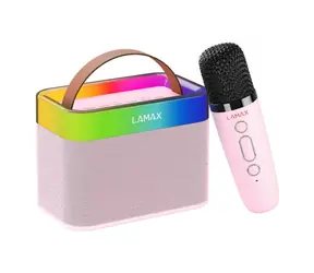 LAMAX KaraokeKid1 Pink / Bezdrátový reproduktor / Karaoke / 10 W / výdrž až 8 h / BT 5.3 / microSD / flash disk