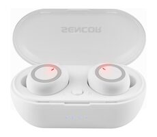 SENCOR SEP 510BT bílá / Bezdrátová sluchátka / mikrofon / Bluetooth 5.0 / dobíjecí pouzdro 