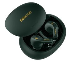 SENCOR SEP 560BT zelená / Bezdrátová sluchátka / mikrofon / Bluetooth 5.3 / dobíjecí pouzdro 