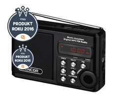 SENCOR SRD 215 B černá / Přenosné rádio / FM / litiová baterie / USB / microSD