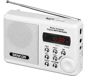 SENCOR SRD 215 W bílá / Přenosné rádio / FM / litiová baterie / USB / microSD