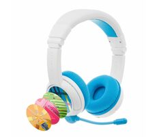 Rozbaleno - BuddyPhones School+ modrá / dětská bezdrátová sluchátka s mikrofonem / Bluetooth / BuddyCable / USB-C / rozbaleno