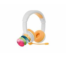 Rozbaleno - BuddyPhones School+ žlutá / dětská bezdrátová sluchátka s mikrofonem / Bluetooth / BuddyCable / USB-C / rozbaleno