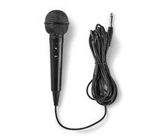 Nedis Kabelový mikrofon černá / Kardioid / Pevný kabel / 5.00 m / 80 Hz - 12 kHz / 600 Ohm / -75 dB / Vypínač 
