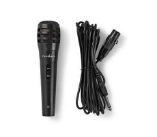Nedis Kabelový mikrofon černá / Kardioid / dynamický / 5.00 m / 80 Hz - 12 kHz / 600 Ohm / -75 dB / Vypínač 