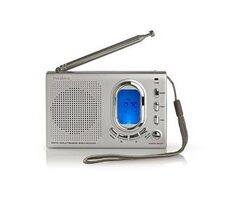 Nedis RDWR1000GY stříbrná / Přenosný rádio přijímač / AM / FM / SW / 1.5 W / jack 3.5 mm 