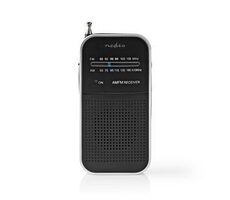 Nedis FM rádio / Přenosné Provedení / AM / FM / Napájení z baterie / Analogový / 1.5 W / Černo-bílý displej 