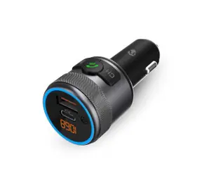 Nedis FM transmitter do auta / Pevný / Hands free volání / 1 " / Jantarová obrazovka / Bluetooth® / PD 18 W 
