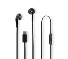 Nedis Kabelová Sluchátka černá / USB-C / Délka kabelu: 1.20 m / Vestavěný mikrofon / Ovládání Hlasitosti 