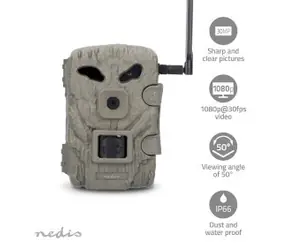 Nedis Wildlife Camera / Fotopast / 4G / 1080p@30fps / 30.0 MPixel / 2 MPixel CMOS / IP66 / noční vidění 