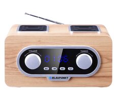 BLAUPUNKT PP 5.2CR dřevo / Přenosné rádio / FM / AUX / hodiny / dálkový ovladač / 3-4 hodiny provozu