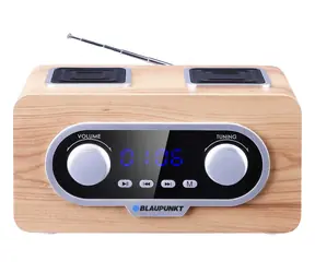 BLAUPUNKT PP 5.2CR dřevo / Přenosné rádio / FM / AUX / hodiny / dálkový ovladač / 3-4 hodiny provozu