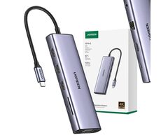 UGREEN 15601 USB-C Multifunkční adaptér / 3x USB-A / 1x USB-C / 1x HDMI / 1x VGA / 1x Ethernet / 1x 3.5mm jack / 1x SD s