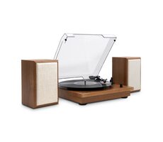 Victrola VM-135-OAK-INT hnědá / gramofon s reproduktory / 3 rychlostní / BT / 3.5mm jack / RCA