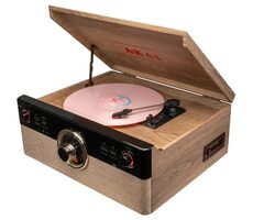 AKAI ATT-300CC hnědá / Gramofon / 45 RPM / FM / RCA / CD / AUX / Bluetooth 
