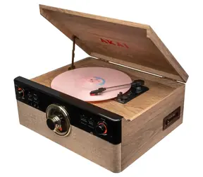AKAI ATT-300CC hnědá / Gramofon / 45 RPM / FM / RCA / CD / AUX / Bluetooth 