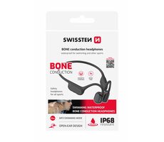 SWISSTEN Bone Conduciton černá / Bezdrátová sluchátka s kostním vedením / BT 5.3 / IP68 / pamět 32GB
