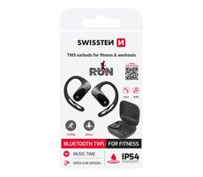 SWISSTEN Run Open Ear černá / Open-ear bezdrátová sluchátka / BT 5.4 / IP54